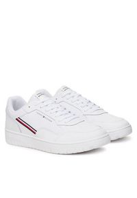 TOMMY HILFIGER - Tommy Hilfiger Sneakersy Th Basket Core Stripes FM0FM05631 Biały. Kolor: biały. Materiał: skóra #3