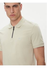 BOSS Polo Passerzip 50537507 Beżowy Slim Fit. Typ kołnierza: polo. Kolor: beżowy. Materiał: bawełna