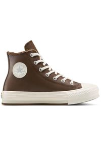 Buty sportowe Converse Chuck Taylor All Star Lift Leather Platform. Kolor: brązowy. Materiał: skóra, materiał. Obcas: na platformie. Model: Converse All Star. Sport: fitness #1