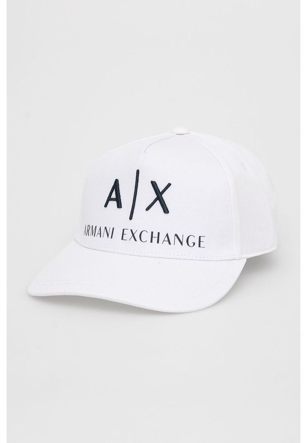 Armani Exchange Czapka 954039.CC513.NOS kolor biały z aplikacją. Kolor: biały. Wzór: aplikacja