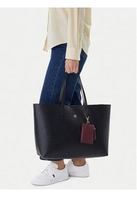 TOMMY HILFIGER - Tommy Hilfiger Torebka Th Icon Tote Mono AW0AW18174 Granatowy. Kolor: niebieski. Materiał: skórzane #4