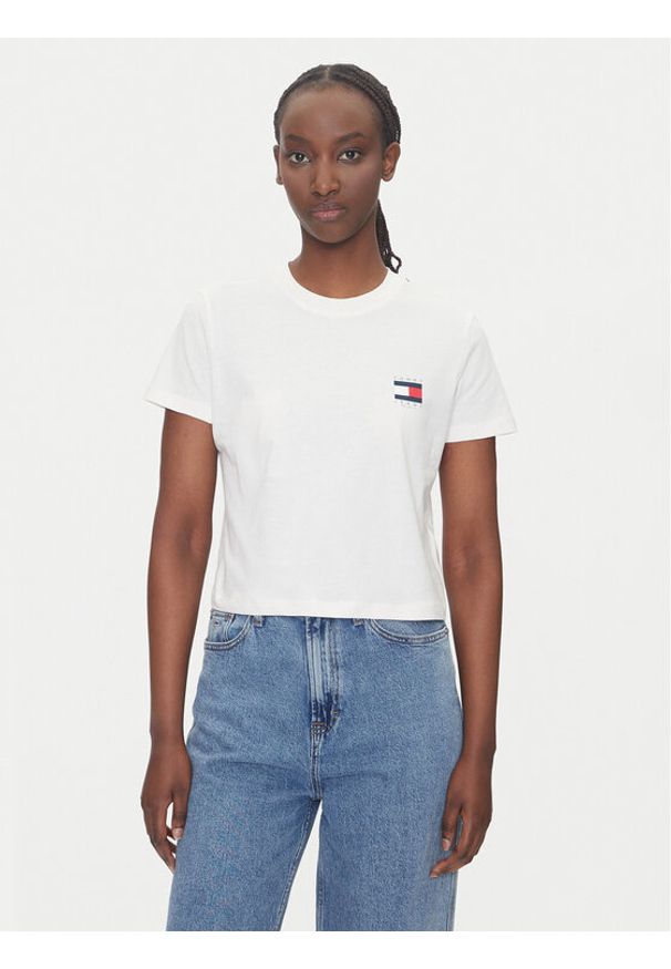 Tommy Jeans T-Shirt DW0DW21423 Biały Regular Fit. Kolor: biały. Materiał: bawełna