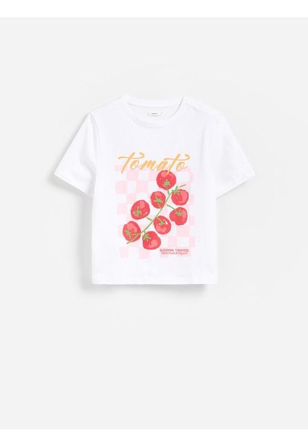 Reserved - T-shirt z nadrukiem - biały. Kolor: biały. Materiał: bawełna, dzianina. Wzór: nadruk