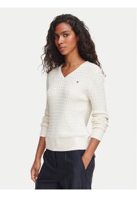 TOMMY HILFIGER - Tommy Hilfiger Sweter WW0WW44987 Kremowy Regular Fit. Kolor: kremowy. Materiał: bawełna #1
