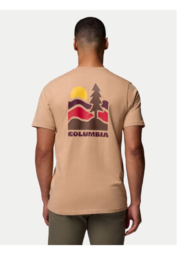 columbia - Columbia T-Shirt Explorers Canyon™ 2036451 Beżowy Regular Fit. Kolor: beżowy. Materiał: bawełna