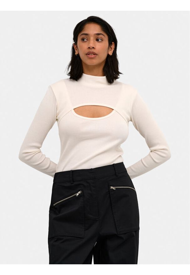 Karen by Simonsen Bluzka Mandarina 10104770 Écru Regular Fit. Materiał: bawełna