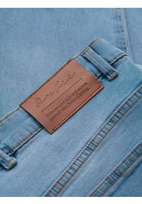 Ombre Clothing - Męskie spodnie jeansowe JOGGERY z klasyczna opaśnicą - jasnoniebieskie V1. Okazja: na co dzień. Kolor: niebieski. Materiał: jeans. Styl: klasyczny #5