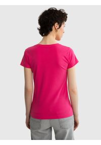 Big-Star - Koszulka damska z bawełny supima różowa Supiclassica 602. Okazja: na co dzień. Kolor: różowy. Materiał: bawełna. Wzór: aplikacja. Styl: casual, elegancki, sportowy #4