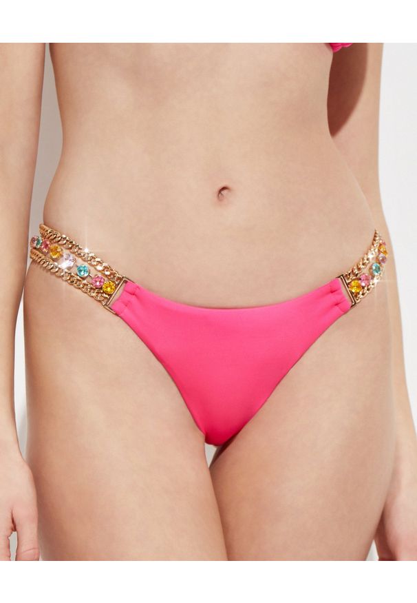 BEACH BUNNY - Dół od bikini Tiana. Kolor: różowy, wielokolorowy, fioletowy. Materiał: materiał. Wzór: aplikacja, kolorowy