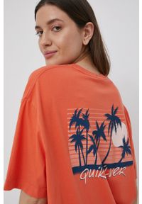 Quiksilver t-shirt bawełniany kolor pomarańczowy. Kolor: pomarańczowy. Materiał: bawełna. Wzór: nadruk #3