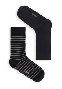 Volcano - Czarne męskie skarpetki A-VIGO, dwupak. Kolor: czarny. Materiał: elastan, bawełna, materiał, poliamid, włókno. Wzór: prążki, gładki, paski, nadruk #1