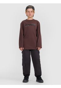 4f - 4F Longsleeve regular z nadrukiem chłopięcy - brązowy 152 (11-12 lat). Okazja: na co dzień. Kolor: brązowy. Materiał: jersey, materiał, bawełna. Długość rękawa: długi rękaw. Długość: długie. Wzór: nadruk. Sezon: lato. Styl: casual, klasyczny, sportowy #2