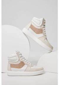 Answear Lab buty skórzane kolor biały. Nosek buta: okrągły. Zapięcie: sznurówki. Kolor: biały. Materiał: skóra