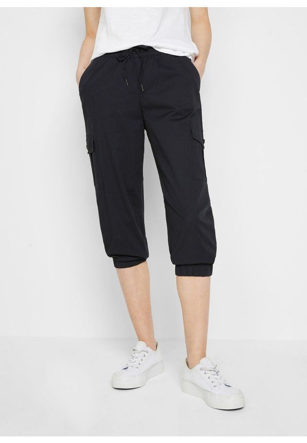bonprix - Spodnie bojówki 3/4. Kolor: czarny. Styl: elegancki