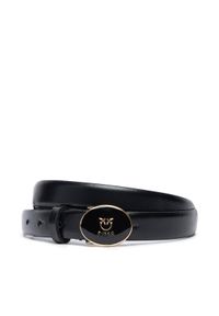 Pinko - PINKO Pasek Damski Round Enamel H2 Belt 20252 PLT01 105466.A2QL Czarny. Kolor: czarny. Materiał: skóra