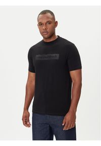 Karl Lagerfeld - KARL LAGERFELD T-Shirt 755035 554221 Czarny Regular Fit. Typ kołnierza: dekolt w karo. Kolor: czarny. Materiał: bawełna