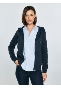 Big-Star - Bluza damska z kapturem granatowa Laurisana 403. Okazja: na spacer. Typ kołnierza: kaptur. Kolor: niebieski. Materiał: dzianina, jeans, dresówka. Długość: długie. Styl: sportowy #1