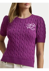 Lauren Ralph Lauren - LAUREN RALPH LAUREN Sweter 200976989002 Fioletowy Slim Fit. Kolor: fioletowy. Materiał: bawełna