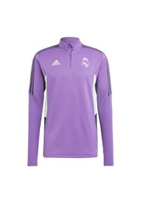 Bluza do piłki nożnej męska Adidas Real Madrid Condivo 22 Training Top. Kolor: fioletowy. Materiał: materiał