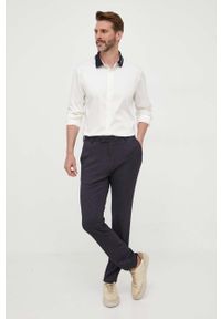 Armani Exchange koszula męska kolor beżowy regular z kołnierzykiem klasycznym. Typ kołnierza: kołnierzyk klasyczny. Kolor: beżowy. Materiał: tkanina. Styl: klasyczny #4