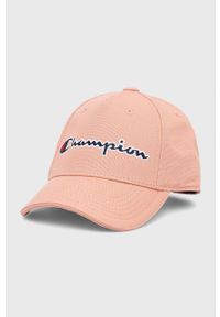 Champion czapka bawełniana dziecięca kolor różowy z aplikacją. Kolor: różowy. Materiał: bawełna. Wzór: aplikacja