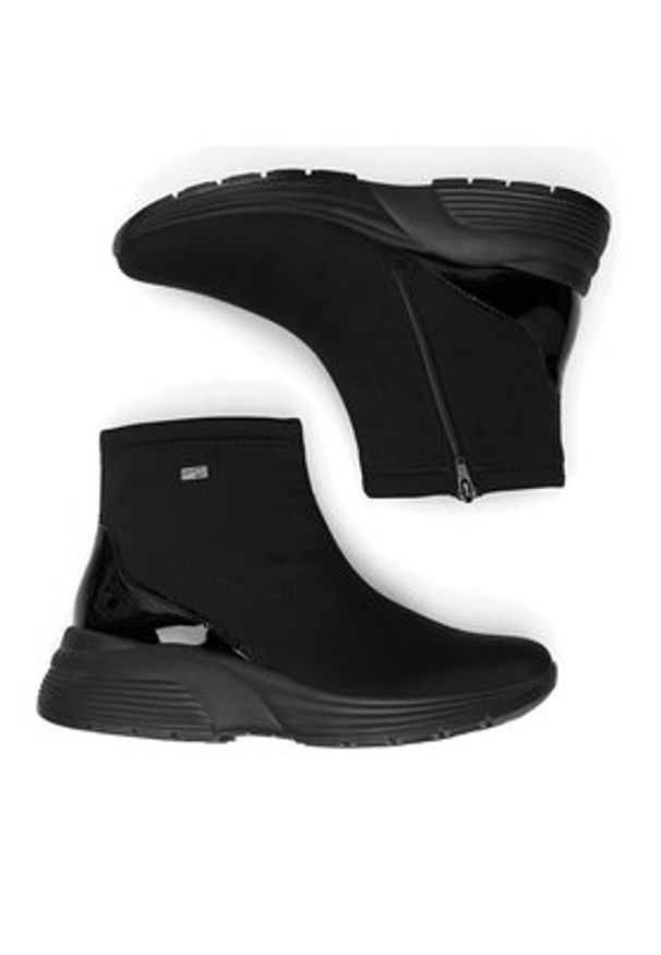 Remonte Botki D6677-03 Czarny. Kolor: czarny. Materiał: materiał