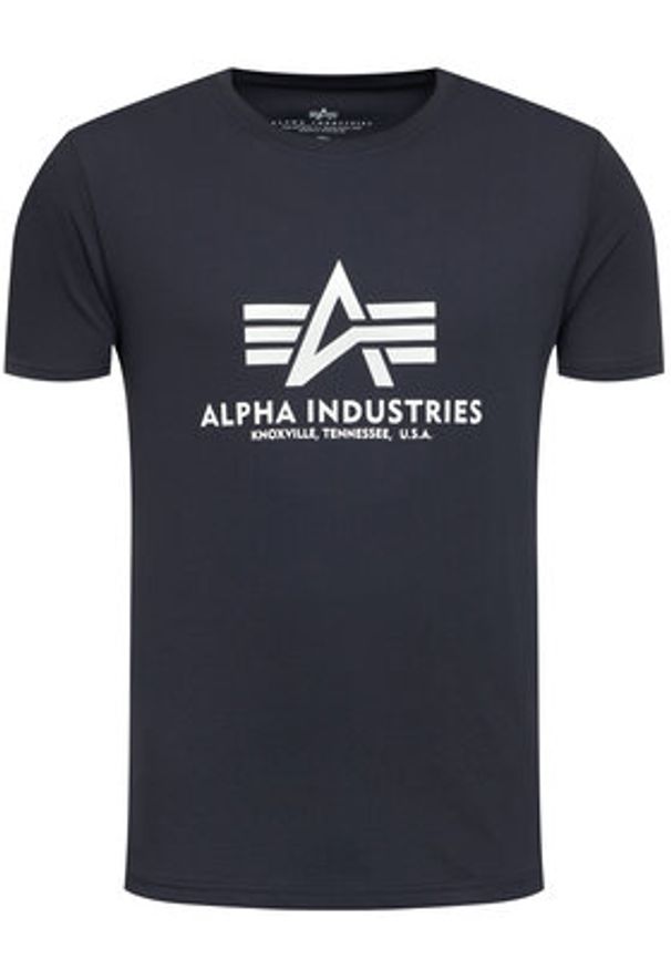 Alpha Industries T-Shirt Basic 100501 Granatowy Regular Fit. Kolor: niebieski. Materiał: bawełna