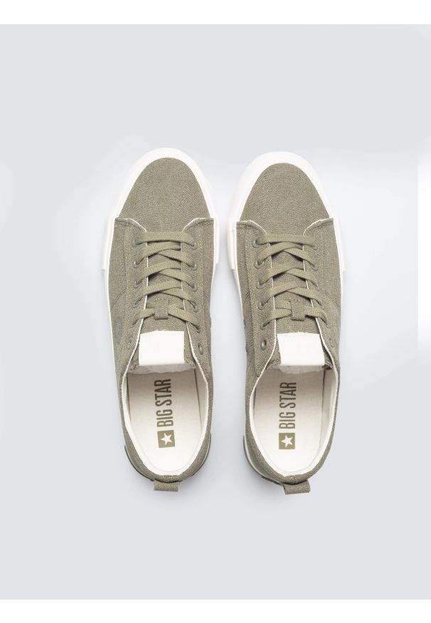 Big-Star - Trampki męskie khaki TT174294 303. Nosek buta: okrągły. Zapięcie: sznurówki. Kolor: zielony. Materiał: guma, materiał