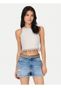 only - ONLY Top Shelly 15325019 Biały Slim Fit. Kolor: biały. Materiał: bawełna