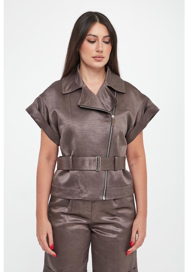 Kamizelka damska lniana PESERICO. Materiał: len