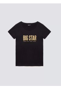Big-Star - Koszulka damska z logo BIG STAR czarna Betta 906. Okazja: na co dzień. Kolor: czarny. Materiał: jeans, skóra, dzianina. Wzór: nadruk. Styl: casual, elegancki