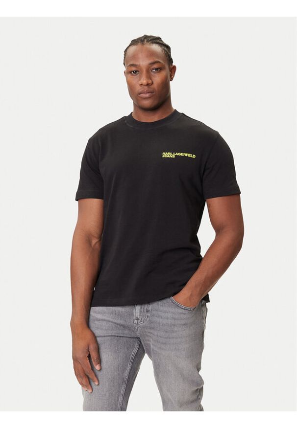 Karl Lagerfeld Jeans T-Shirt A3M17027 Czarny Relaxed Fit. Kolor: czarny. Materiał: bawełna