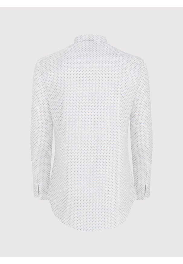 Pako Lorente - PAKO LORENTE – Biała koszula męska mikrowzór. Kolor: biały. Materiał: elastan, bawełna. Długość rękawa: długi rękaw. Długość: długie