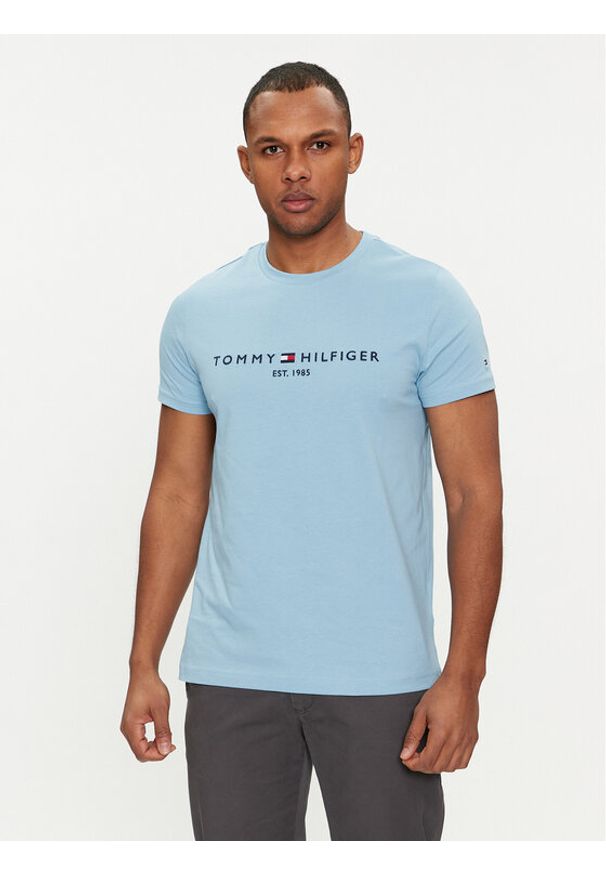 TOMMY HILFIGER - Tommy Hilfiger T-Shirt Logo MW0MW11797 Błękitny Regular Fit. Kolor: niebieski. Materiał: bawełna