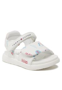 TOMMY HILFIGER - Sandały Tommy Hilfiger - Fantasy Velcro Sandal T1A2-32753-1355 M White/Pink X134. Kolor: biały. Materiał: skóra. Sezon: lato. Styl: wakacyjny #1