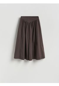 Reserved - Bawełniana spódnica midi - brązowy. Kolor: brązowy. Materiał: bawełna #1
