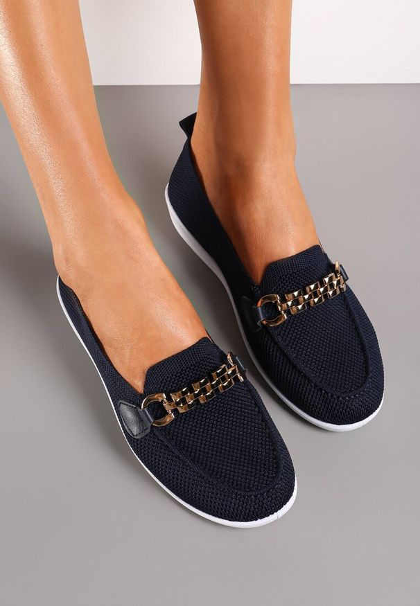 Born2be - Niebieskie Półbuty z Elastyczną Cholewką i Elegancką Klamerką Naelle. Kolor: niebieski. Szerokość cholewki: normalna. Styl: elegancki
