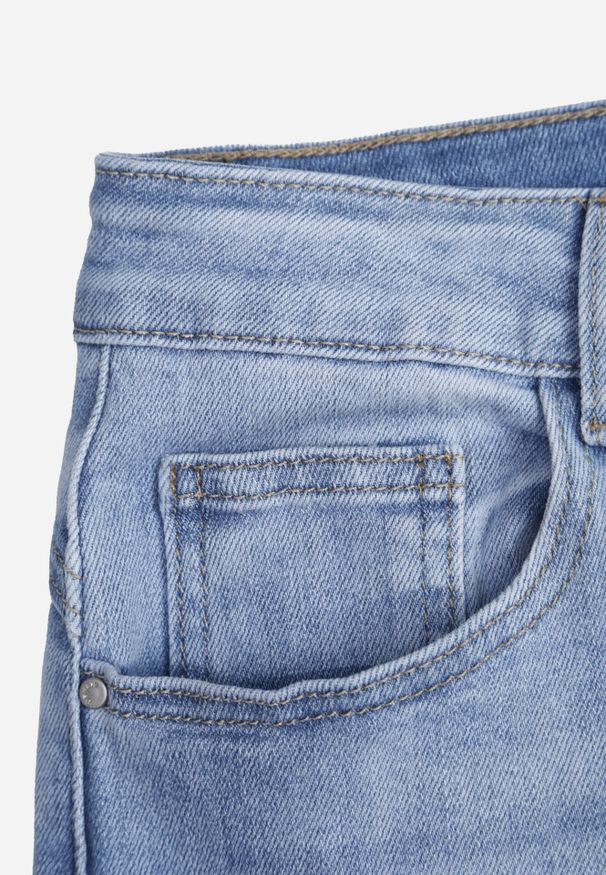 Born2be - Niebieskie Szerokie Jeansy z Bawełny z Wysokim Stanem Eshireth. Okazja: do pracy, na co dzień. Stan: podwyższony. Kolekcja: plus size. Kolor: niebieski. Długość: krótkie. Styl: klasyczny, casual