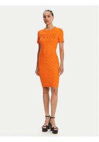 Versace Jeans Couture Sukienka codzienna 78HAOS04 Pomarańczowy Slim Fit. Okazja: na co dzień. Kolor: pomarańczowy. Materiał: bawełna. Typ sukienki: proste. Styl: casual