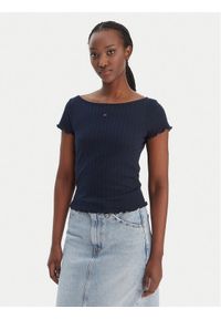 Tommy Jeans T-Shirt Lettuce Edge DW0DW22460 Granatowy Slim Fit. Kolor: niebieski. Materiał: bawełna #1