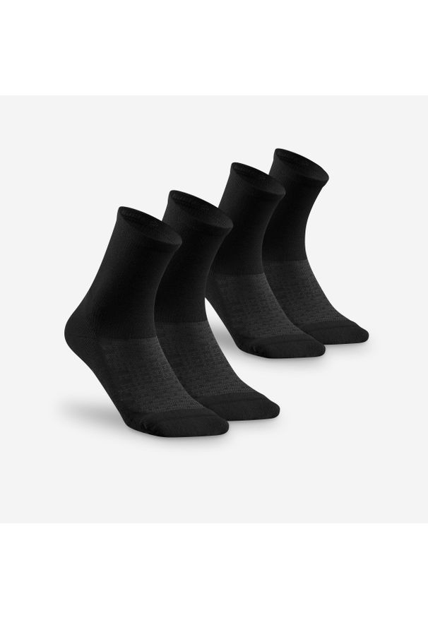 quechua - Skarpety turystyczne długie (2 pary) dla dorosłych Hike 100. Kolor: czarny. Materiał: poliamid, bawełna, elastan, len. Sport: turystyka piesza