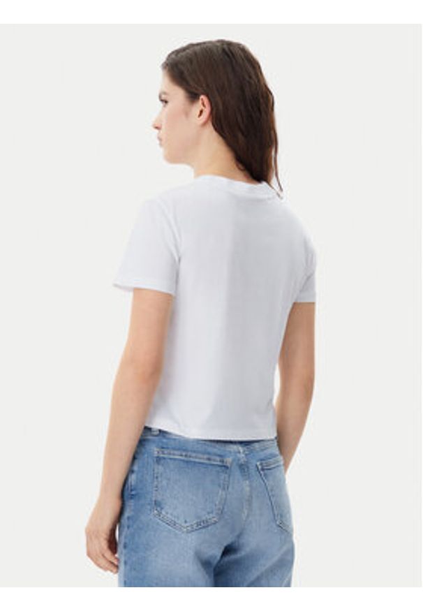 Calvin Klein Jeans T-Shirt Baby Tee J20J223113 Biały Slim Fit. Kolor: biały. Materiał: bawełna