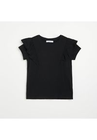 Reserved - T-shirt z bawełny organicznej - Czarny. Kolor: czarny. Materiał: bawełna #1