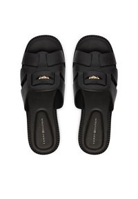 TOMMY HILFIGER - Tommy Hilfiger Klapki Leather Crest Square Toe Sandals FW0FW09126 Czarny. Kolor: czarny. Materiał: skóra #2
