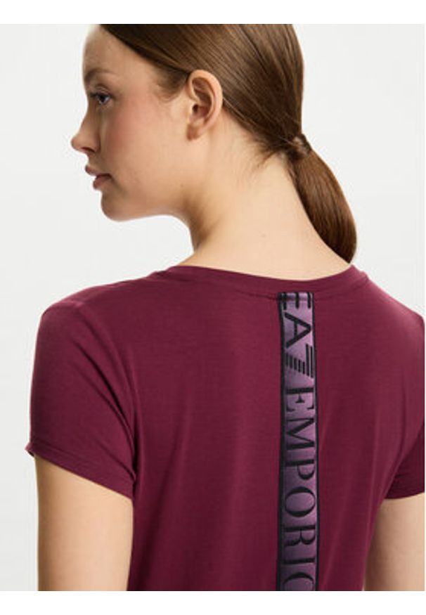 EA7 Emporio Armani T-Shirt 7W000673 AF12945 M5064 Bordowy Slim Fit. Kolor: czerwony. Materiał: syntetyk, wiskoza