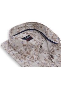 Modini - Koszula w odcieniach brązu w kwiatki A55. Kolor: brązowy. Materiał: bawełna, poliester, tkanina. Długość: długie. Wzór: kwiaty. Styl: klasyczny #1