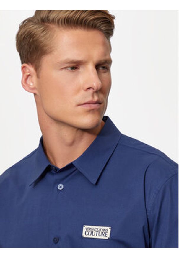 Versace Jeans Couture Koszula 77GALYR1 Granatowy Regular Fit. Kolor: niebieski. Materiał: bawełna
