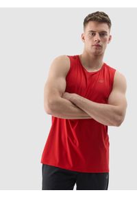 4f - 4F Tank top treningowy regular z materiału z recyklingu męski - czerwony S. Kolor: czerwony. Materiał: materiał. Wzór: gładki, jednolity, ze splotem. Sport: fitness #1
