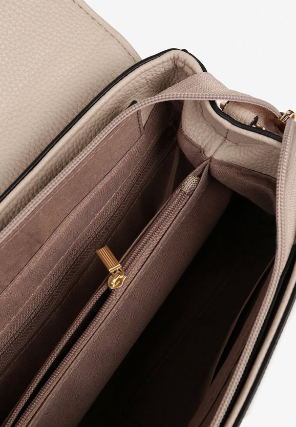 Renee - Beżowa Torebka Ozdobiona Pikowaniem z Rączką Lanerith. Kolor: szary. Wzór: aplikacja. Materiał: pikowane. Styl: casual, elegancki, wizytowy