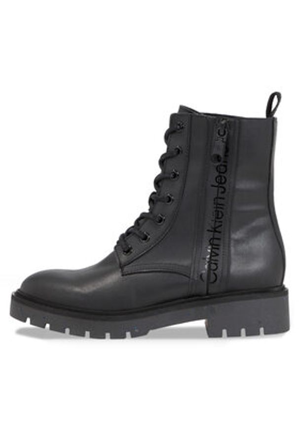 Calvin Klein Jeans Trapery Combat Mid Laceup Boot Wn YW0YW01255 Czarny. Kolor: czarny. Materiał: skóra
